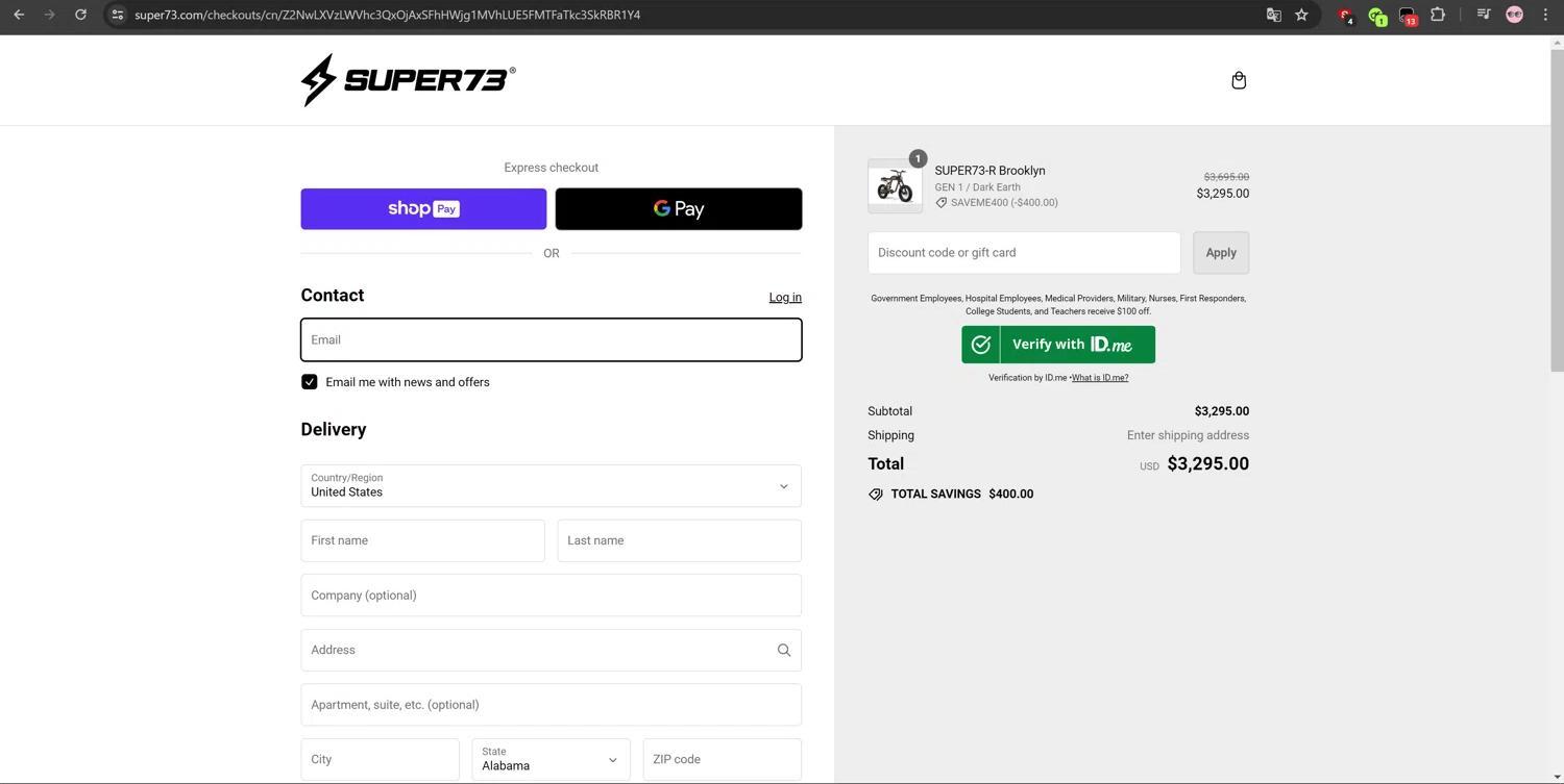 How to apply Super73 coupon code